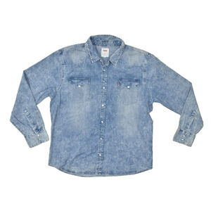 NEW Levi's Men's Size 3XL Barstow Acid Wash Western Denim Pearl Snap Shirt